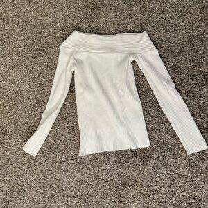 White Off-Shoulder Ribbed Top